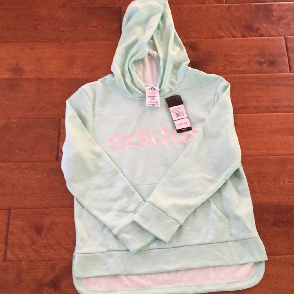 Light colored Cyan ADIDAS sweater/hoodie NWT